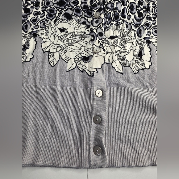 Cyrus 2X Gray Leopard Print Cardigan Sweater Button Down Soft Sexy Cg-3064 - Picture 7 of 12
